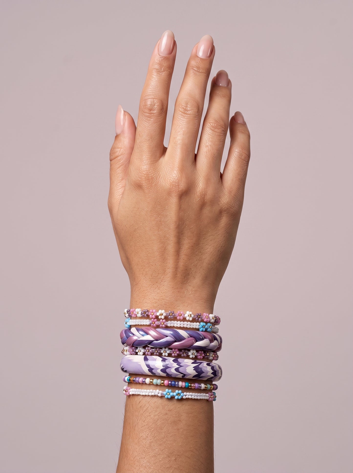 Lavender Bloom Handcrafted Bangle Stack