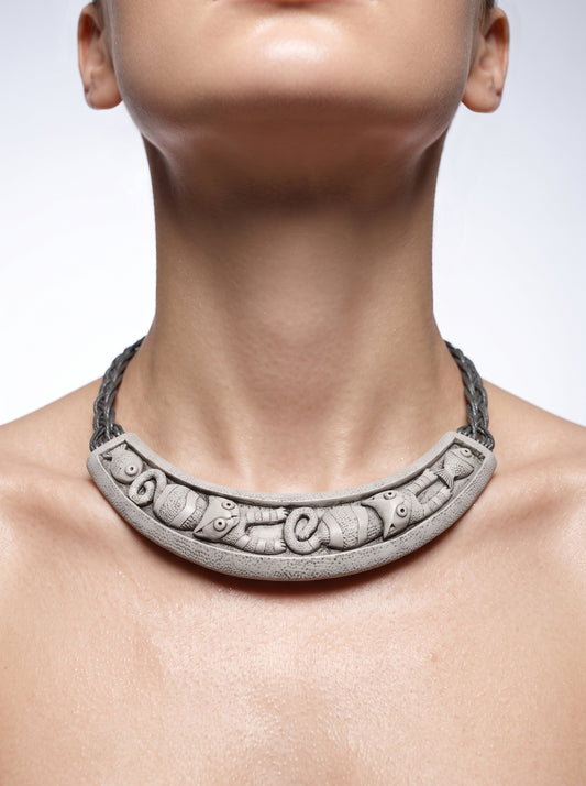 The Whimsical Feline Sculpted Clay Collar