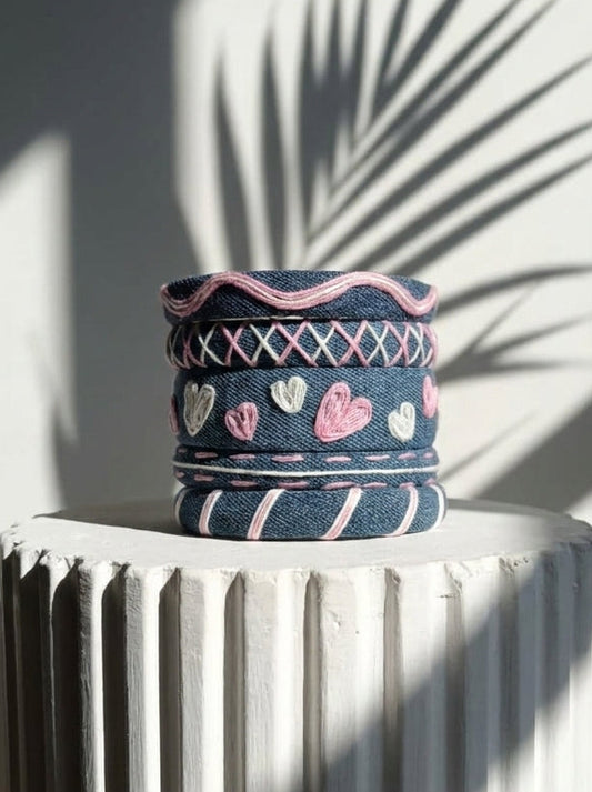 Denim & Pink Hearts Stack