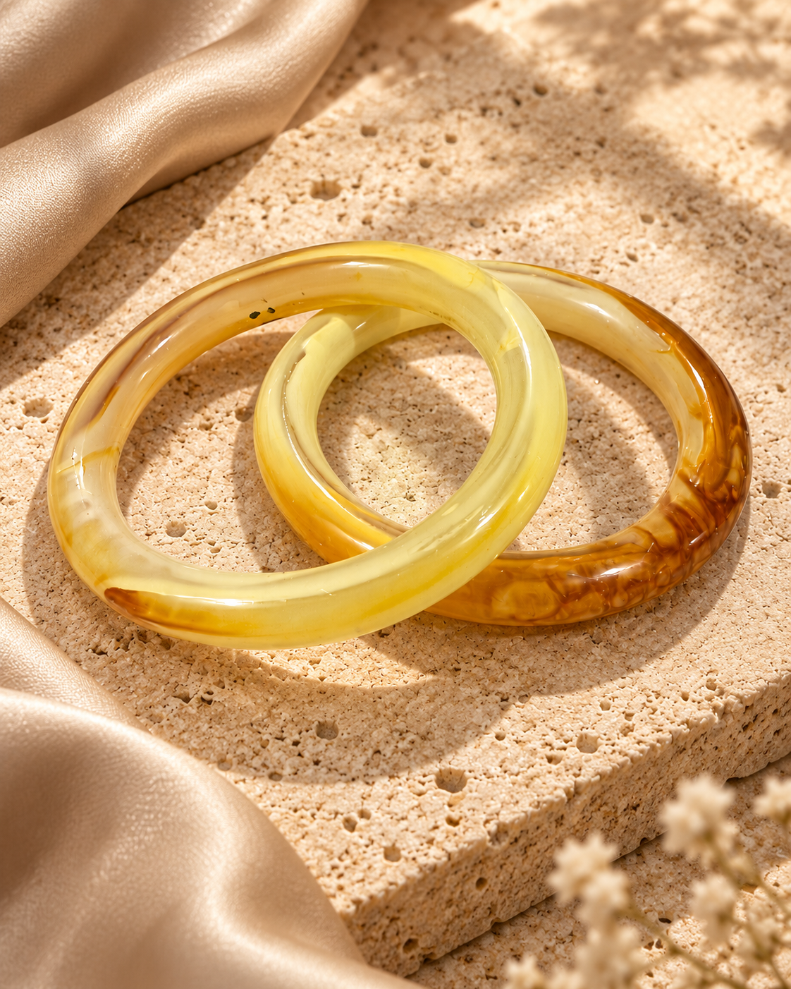 Golden Amber Glass Bangles