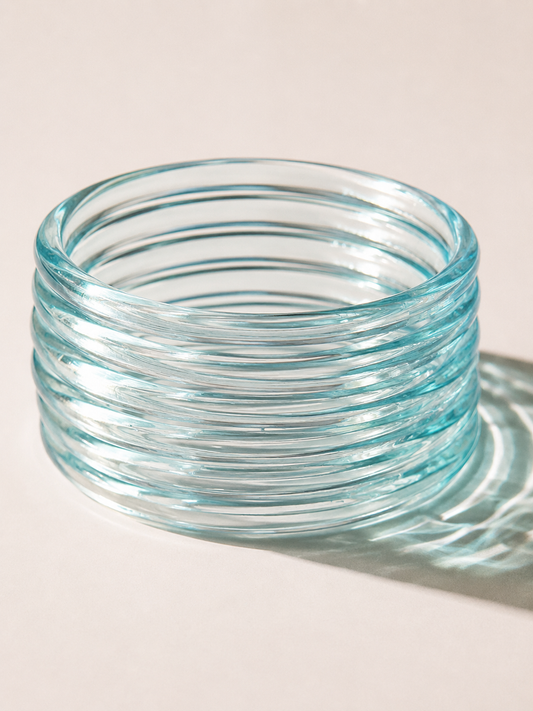 Aqua Blue Jelly Bangles Set | 8-Piece Transparent Bangles