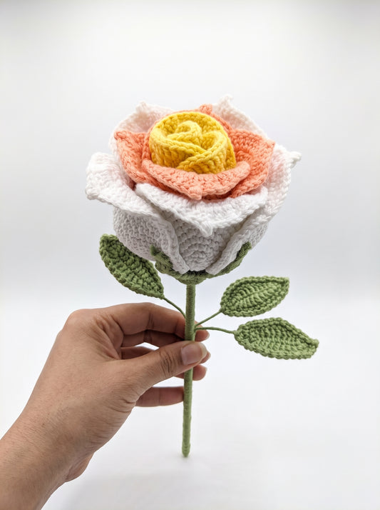Ivory Blush Crochet Rose Bouquet