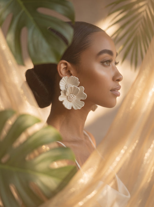 The Pearl-Core Camellia Statement Earrings