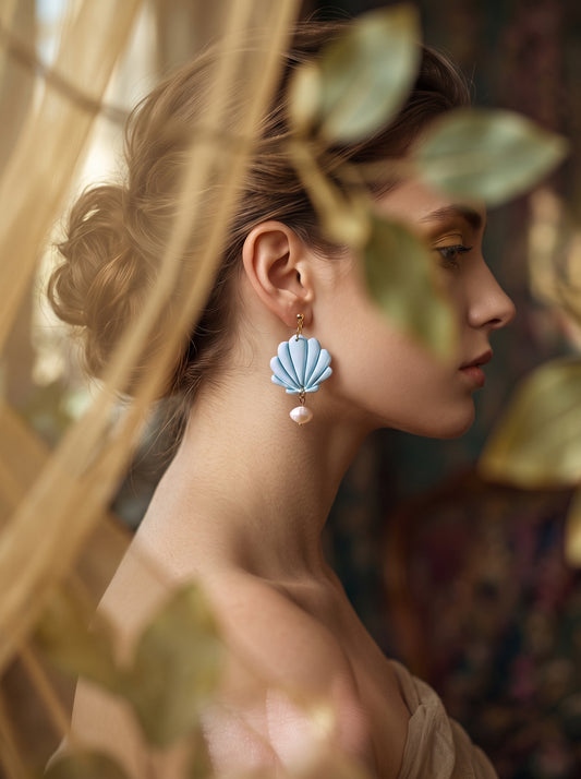 The Azure Shell & Pearl Drop Earrings