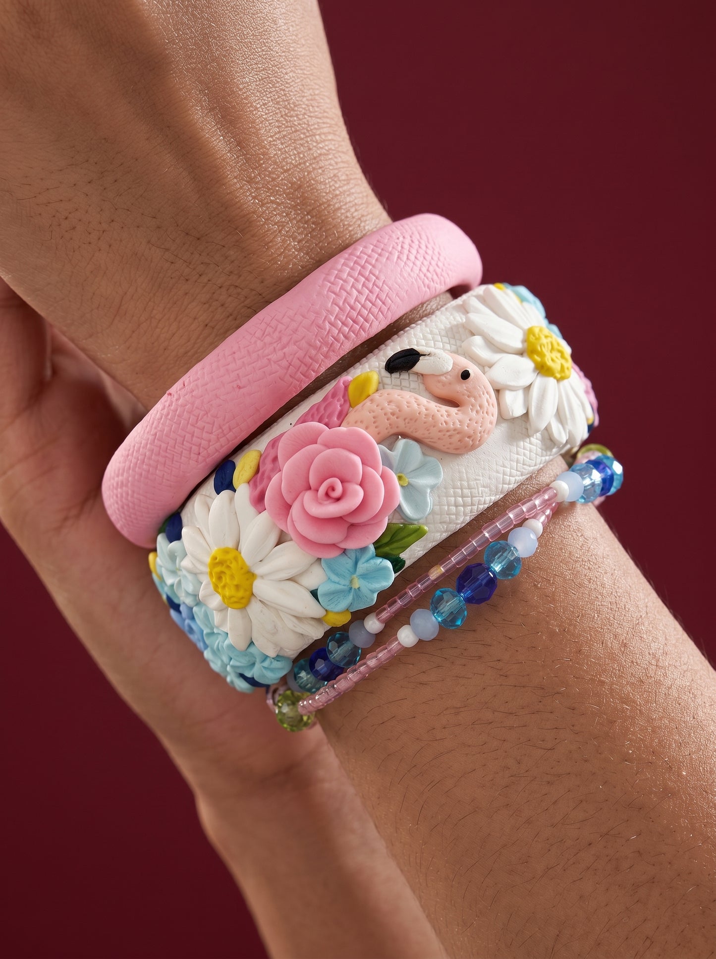 Modern Minimalist Polymer Clay Bangle - 100% Handcrafted