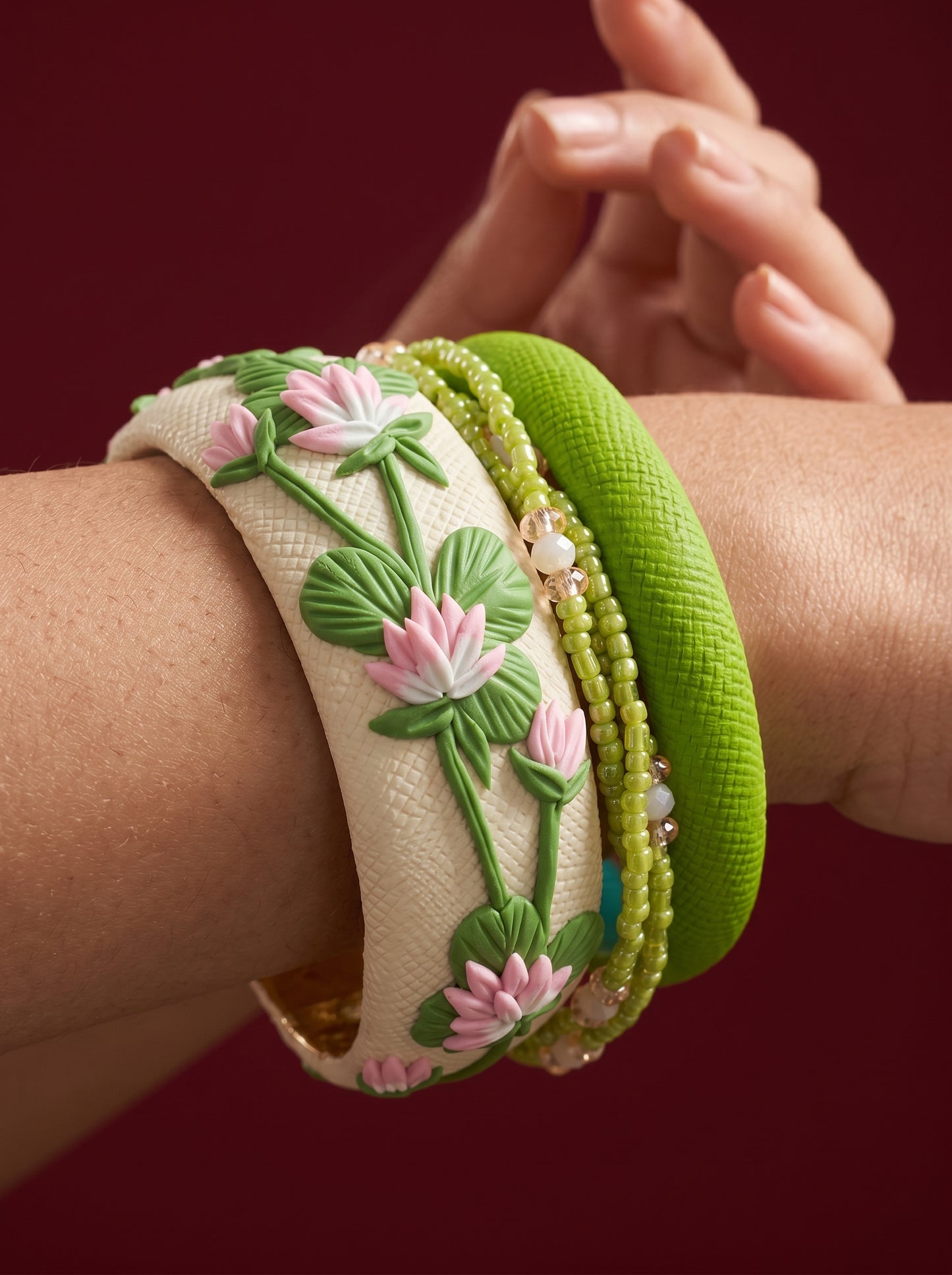 Urban Ethnic Polymer Clay Bangle - 100% Handcrafted