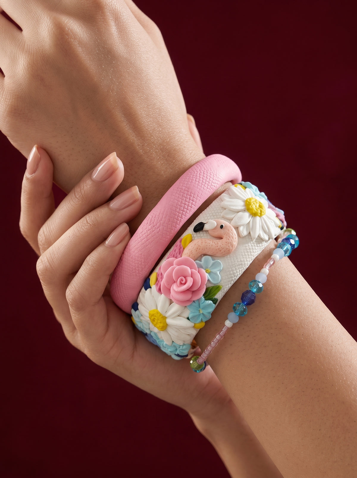 Modern Minimalist Polymer Clay Bangle - 100% Handcrafted