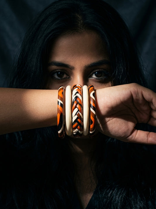 Terracotta Tribe Lac Bangle Set — Hand-Braided Lac Stack