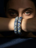 Indigo Marble Lac Bangle Set — Hand-Marbled Lac Pair