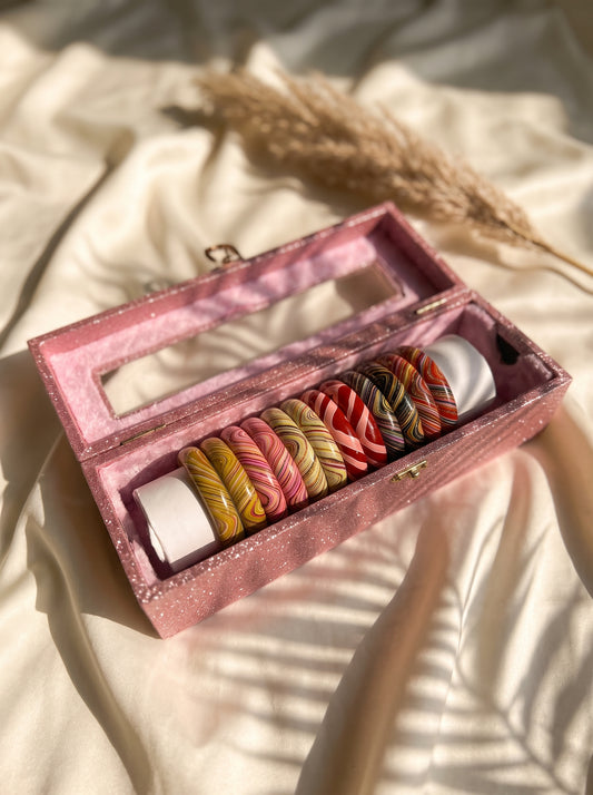 The Electric Canvas Lacquer Bangle Set | Signature Zahvana Box