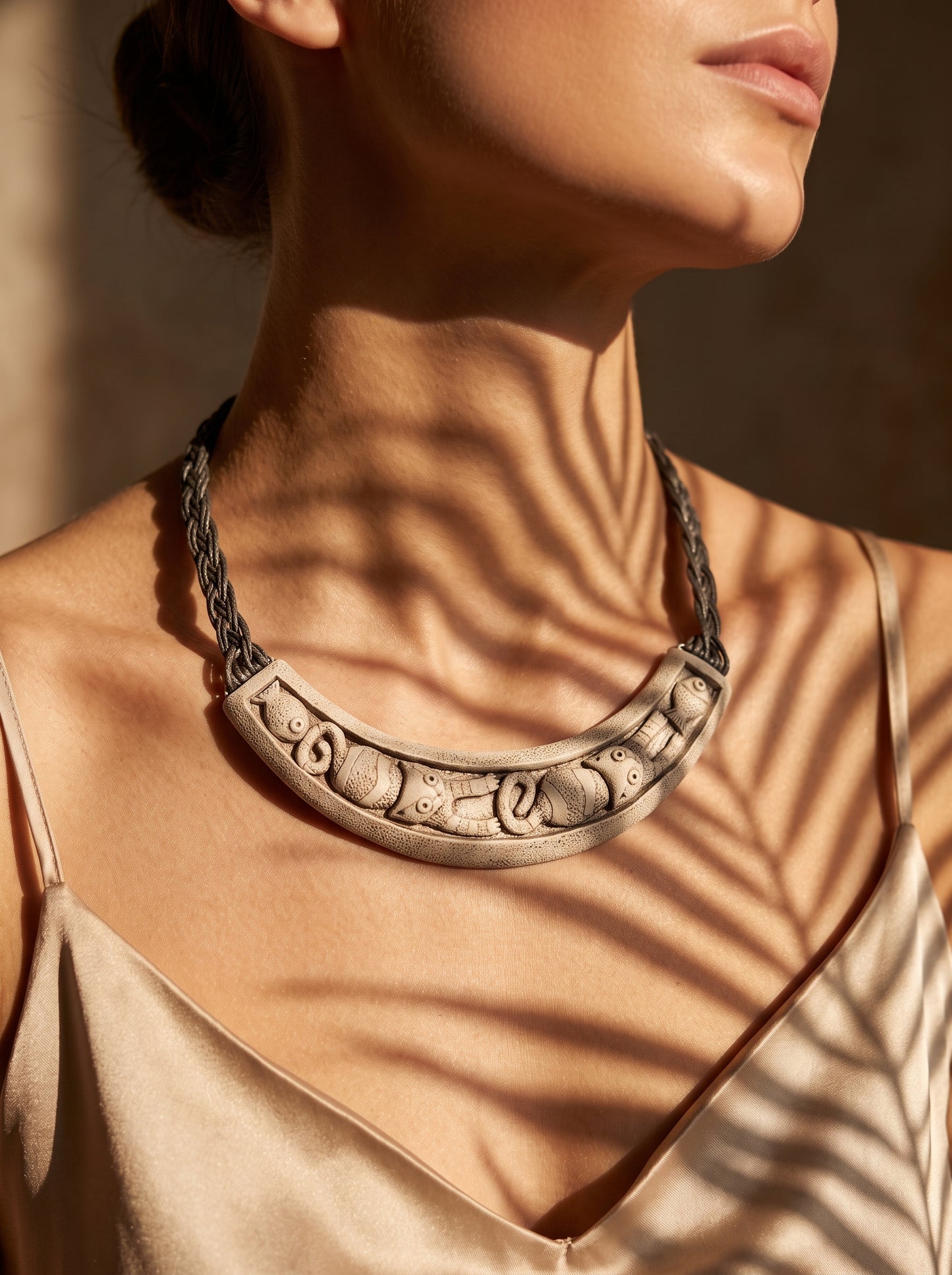 The Whimsical Feline Sculpted Clay Collar