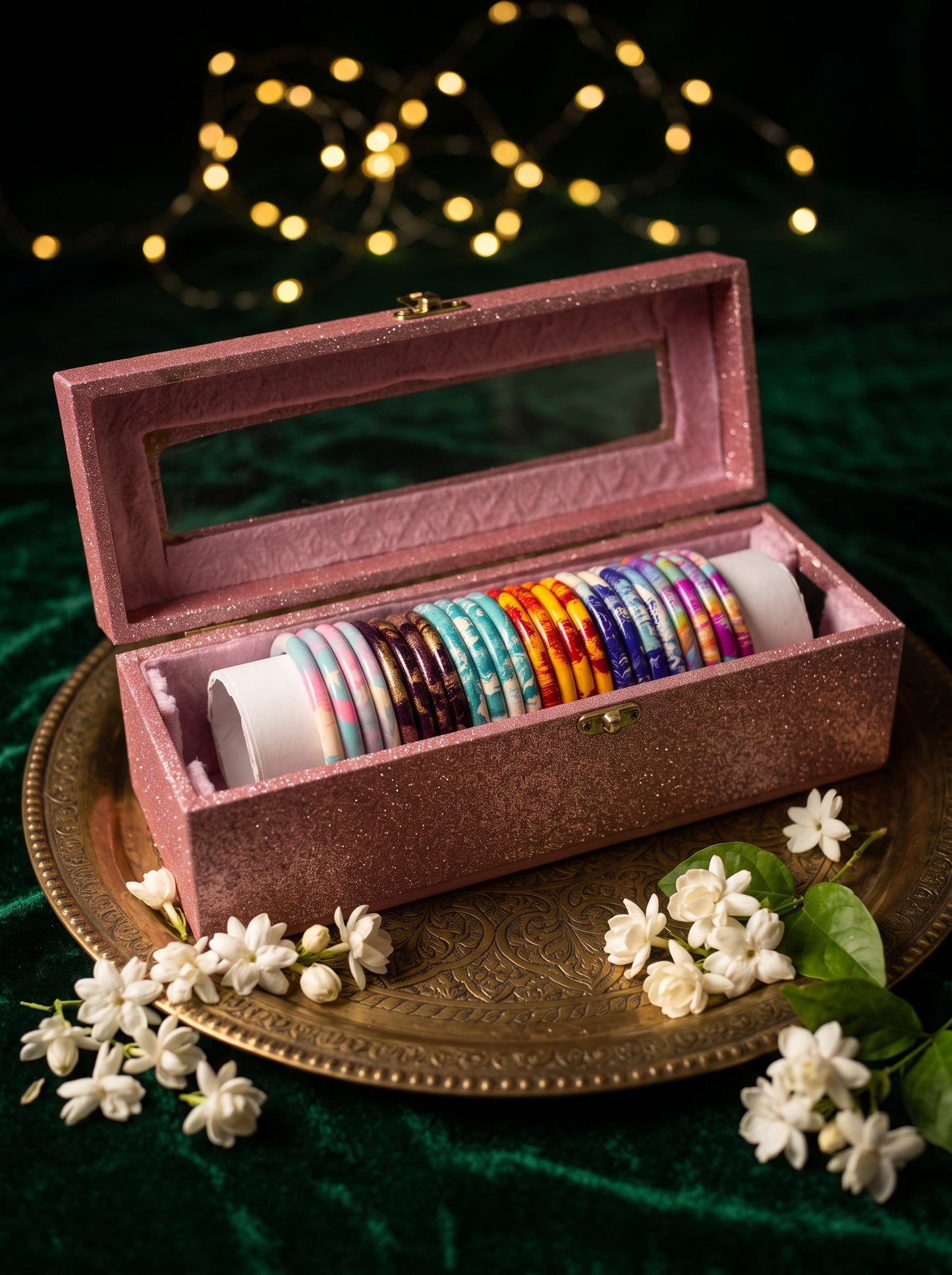 The Royal Bloom Lacquer Bangle Set | Signature Zahvana Box