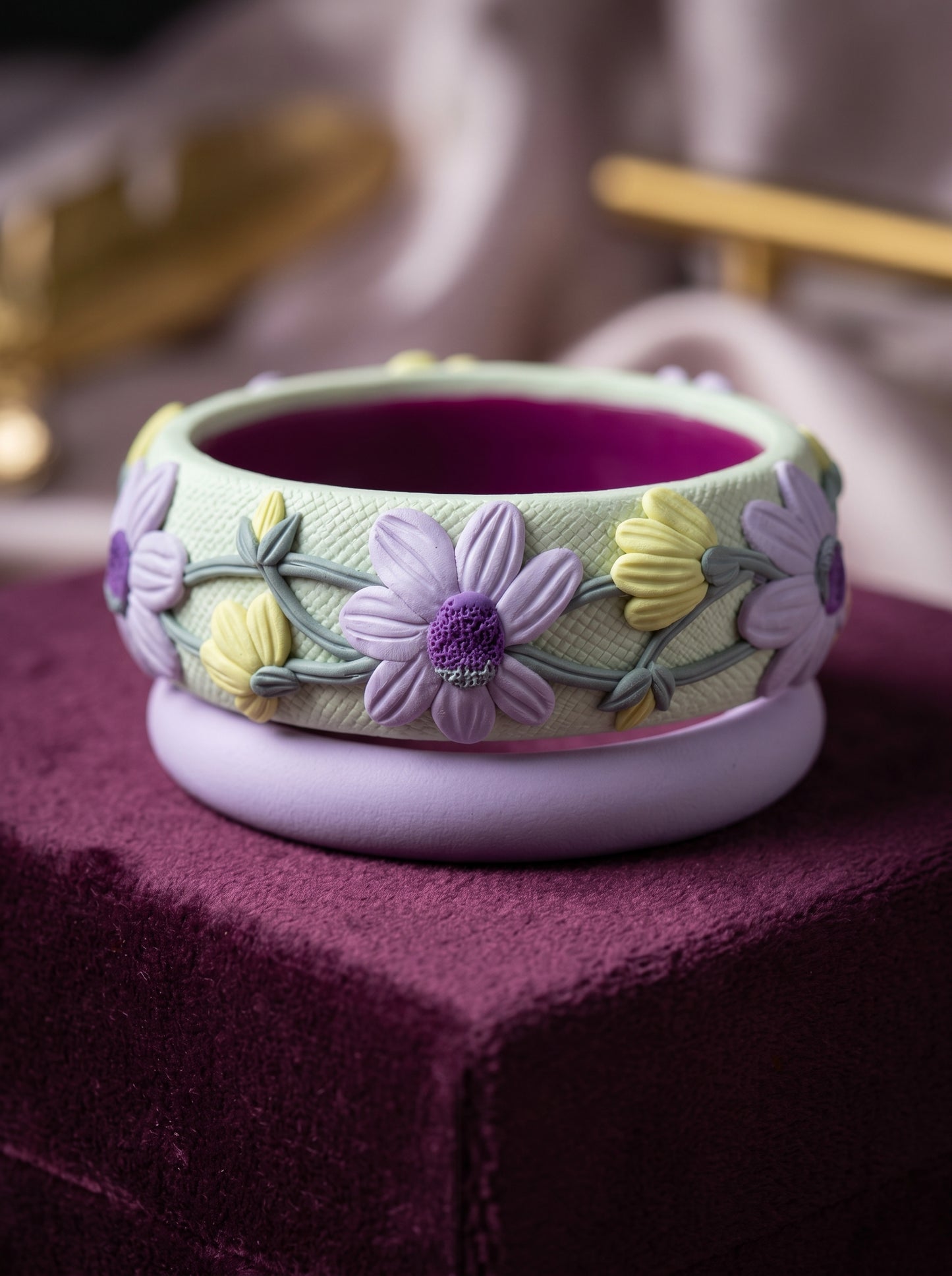 Timeless Classic Polymer Clay Bangle - 100% Handcrafted