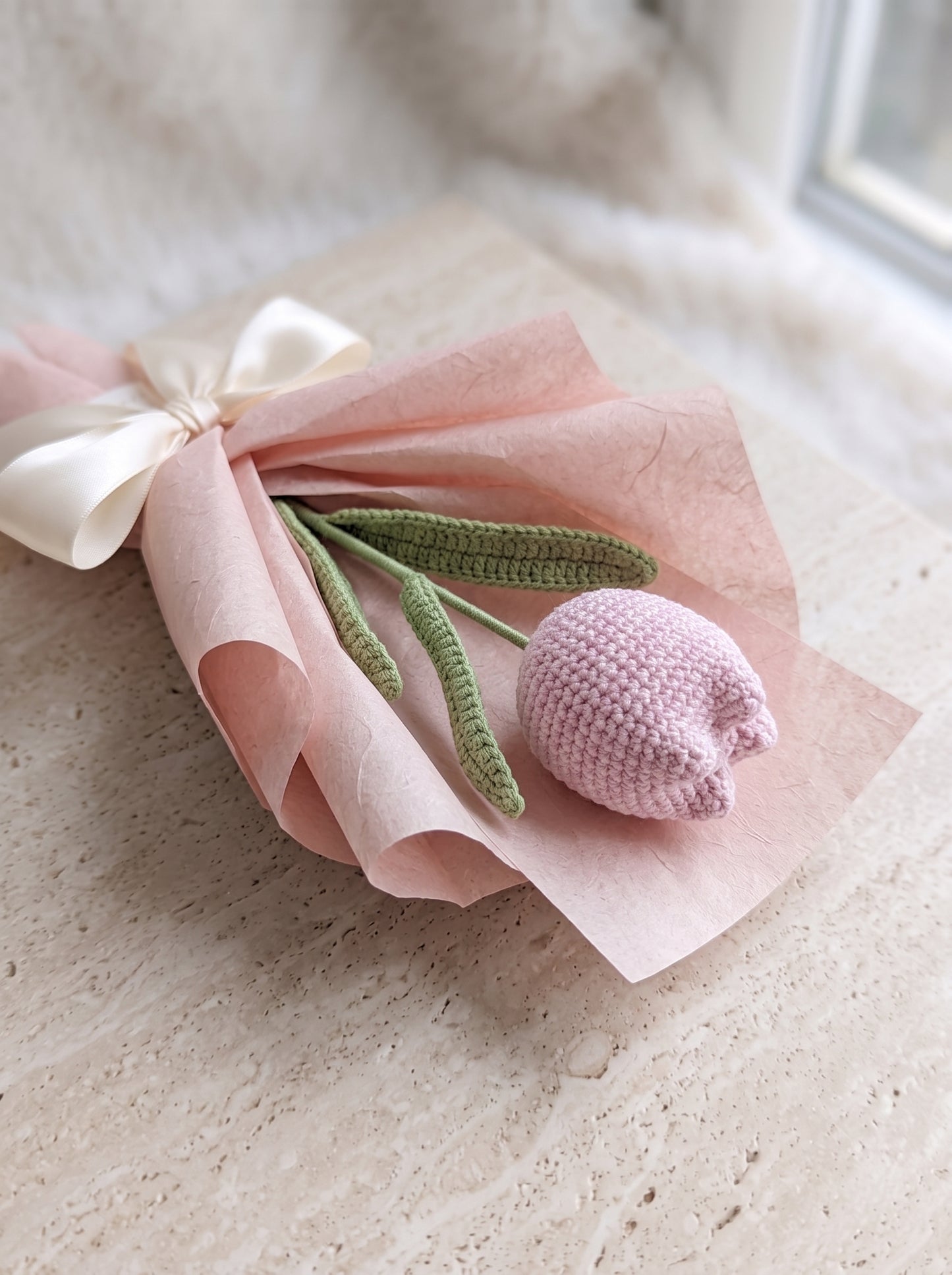 Blush Tulip Crochet Bouquet