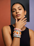 Citrus Pop Clay Bangle Stack — Hand-Sculpted Fruit Bangles