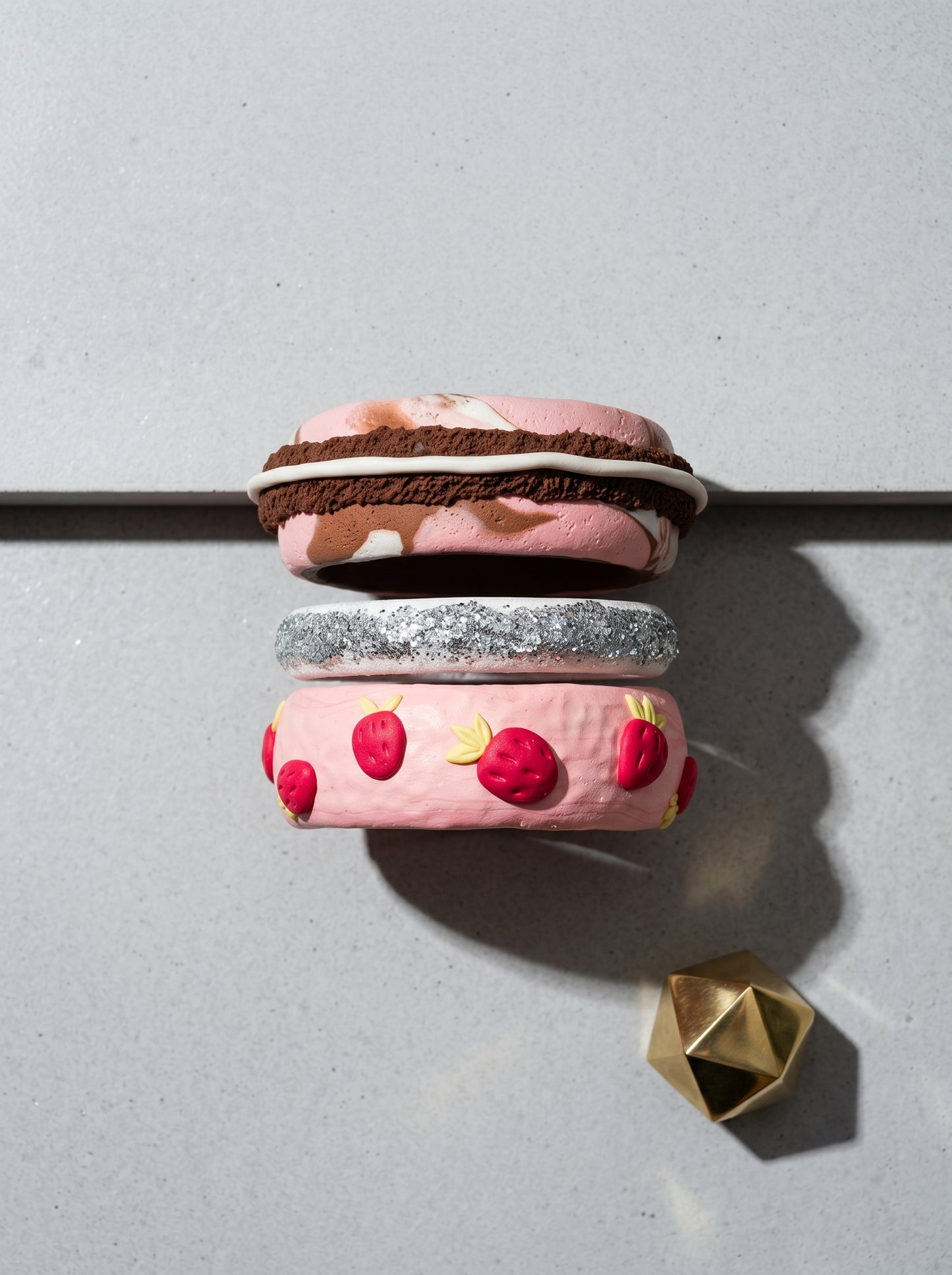 Strawberry Dream Clay Bangle Stack — Handcrafted Polymer Clay