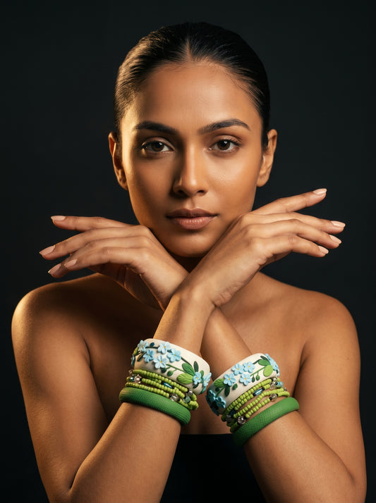 Minimalist Zen Polymer Clay Bangle set - 100% Handcrafted
