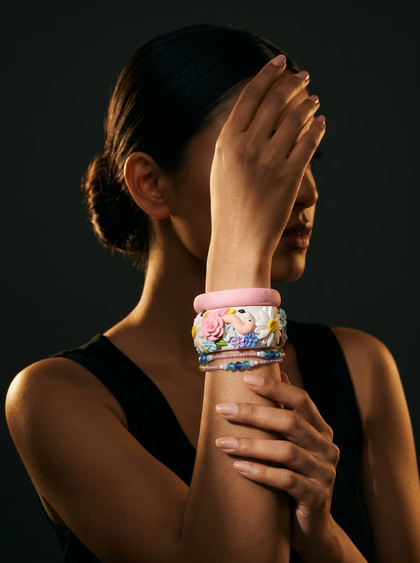Modern Minimalist Polymer Clay Bangle - 100% Handcrafted