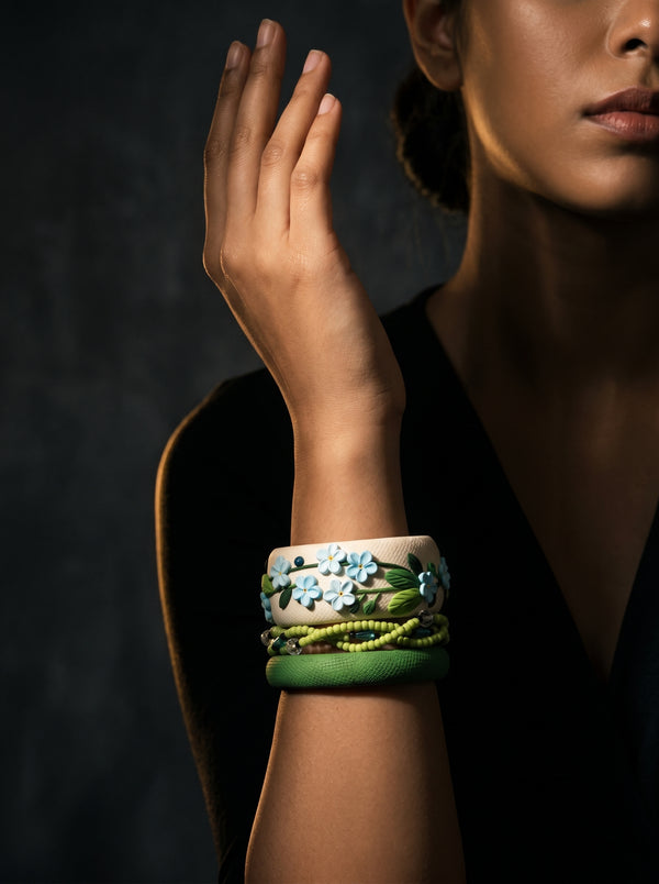 Minimalist Zen Polymer Clay Bangle set - 100% Handcrafted