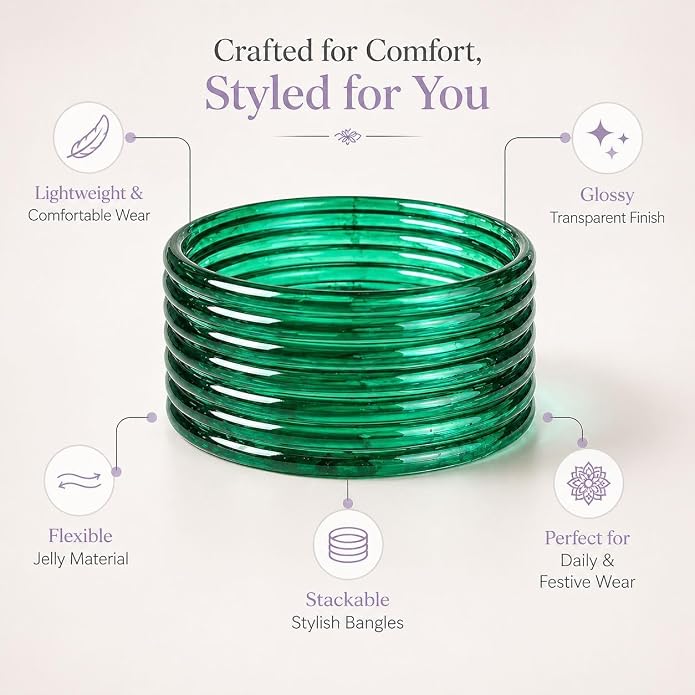 The Signature Jelly Bangle Stack | Translucent High-Gloss Finish