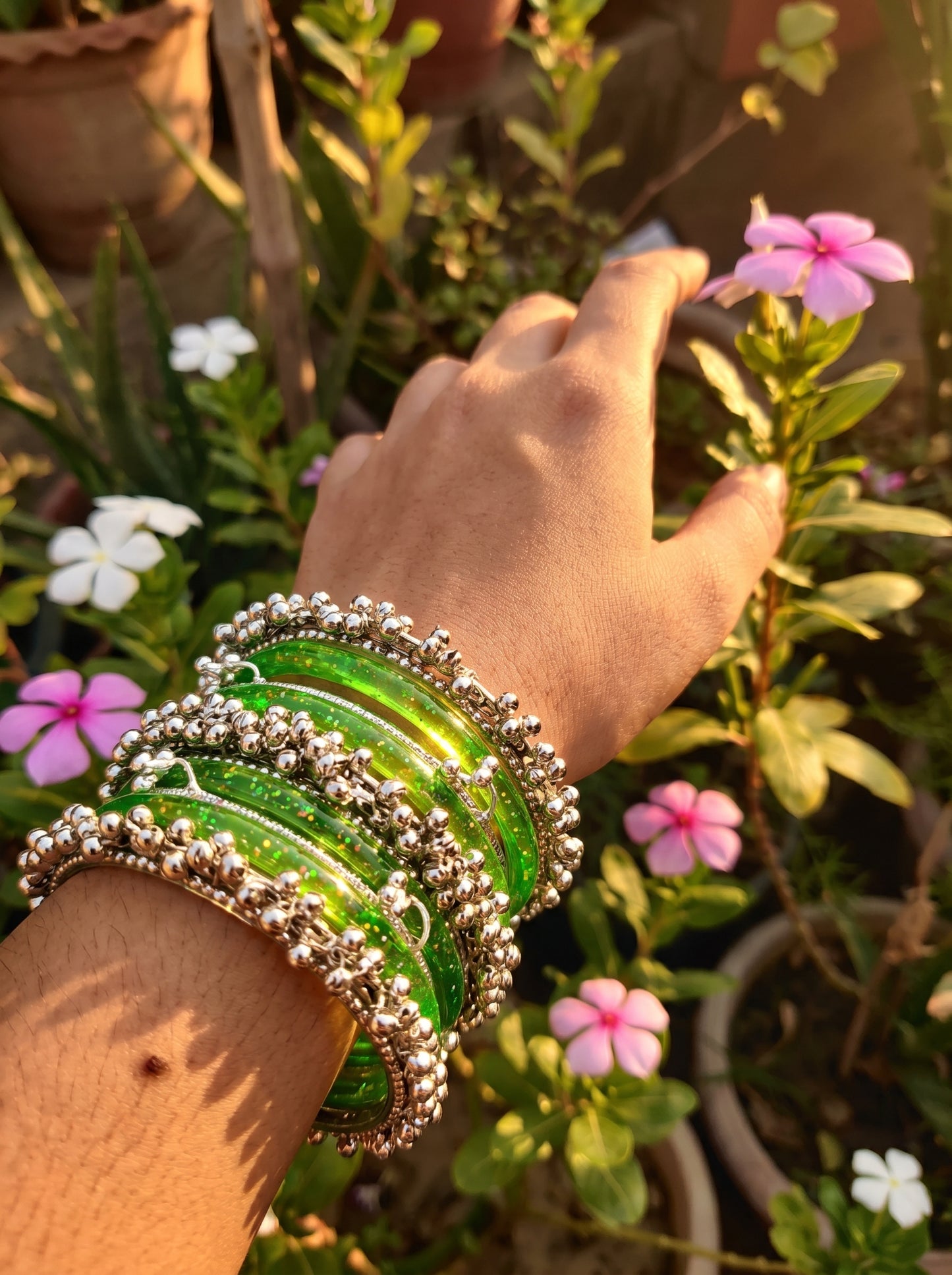 Green Jelly  Bangle with Ghungroo for single wrist | Lime Resin Bangles | Jelly Bangles