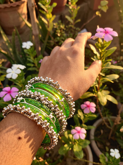 Green Jelly  Bangle with Ghungroo for single wrist | Lime Resin Bangles | Jelly Bangles
