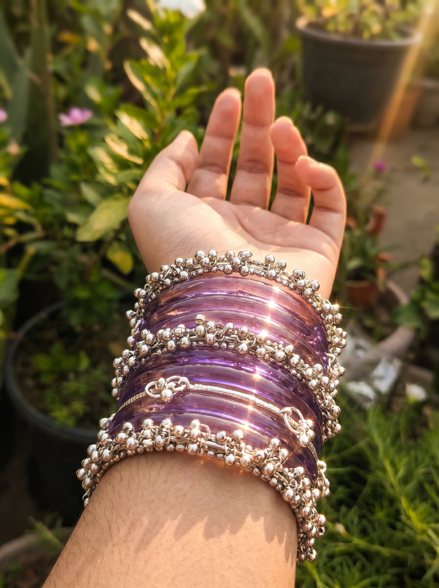 Purple Jelly  Bangle with Ghungroo for single wrist | Lavender Resin Bangles | jelly bangles