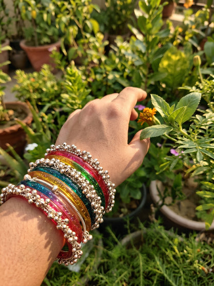 Rainbow  Bangle with Ghungroo for single wrist| Multicolor Resin Bangles Stack | Jelly bangles