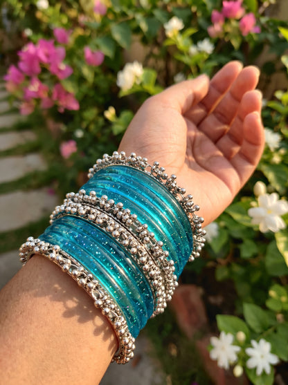 Blue Jelly  Bangle with Ghungroo for single wrist | Aqua Resin Bangles | Jelly Bangles