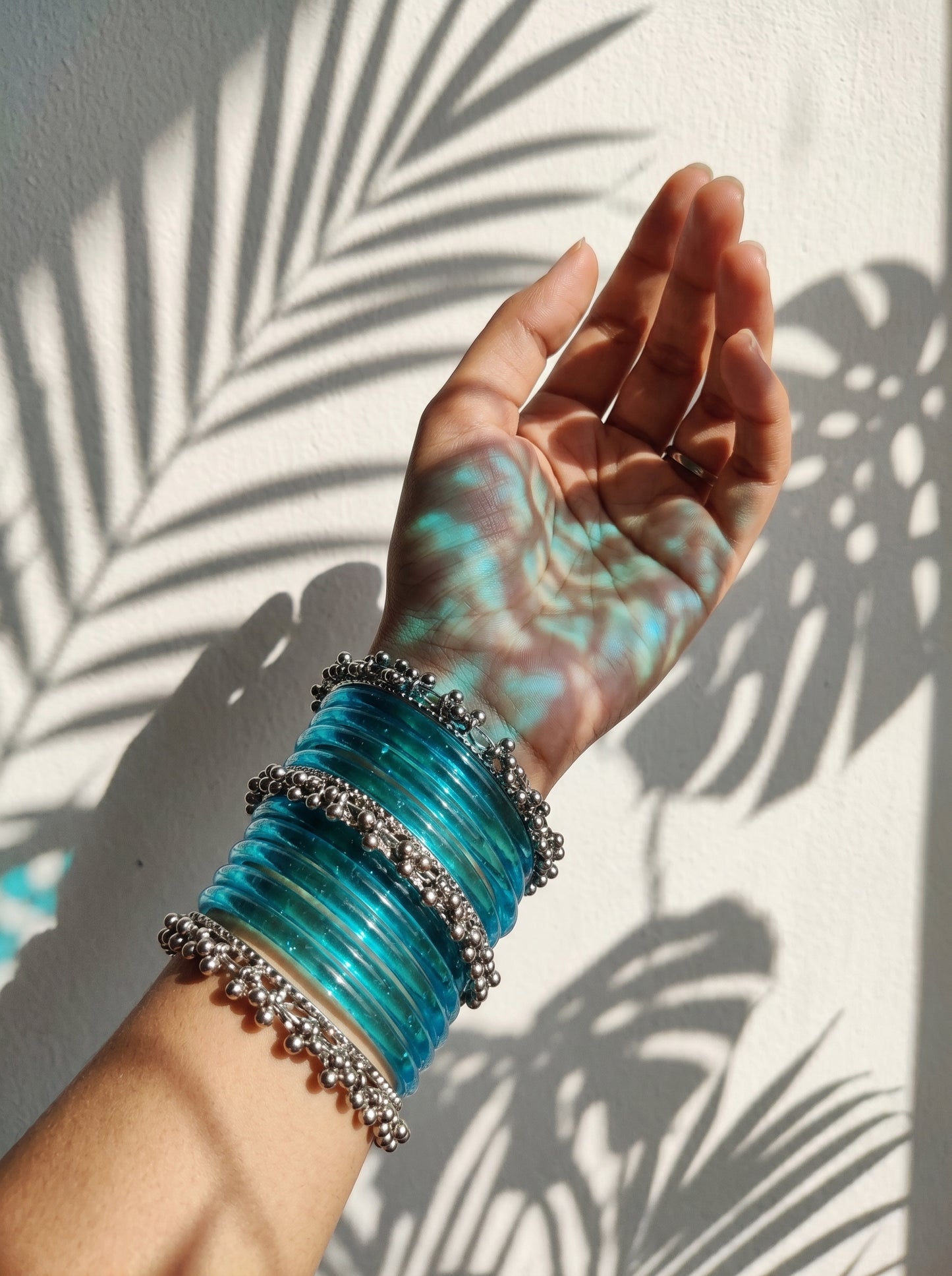 Blue Jelly  Bangle with Ghungroo for single wrist | Aqua Resin Bangles | Jelly Bangles