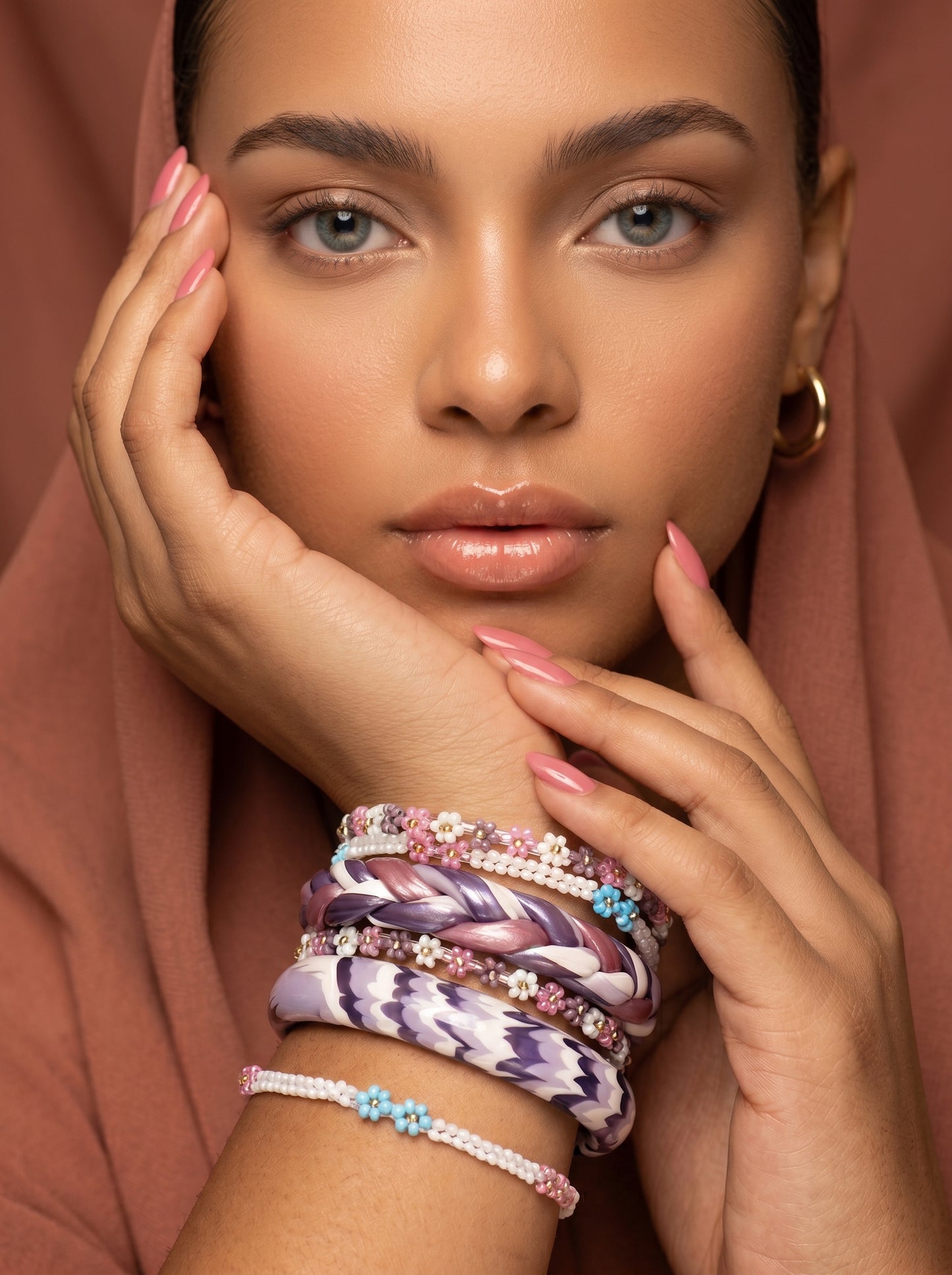 Lavender Bloom Handcrafted Bangle Stack