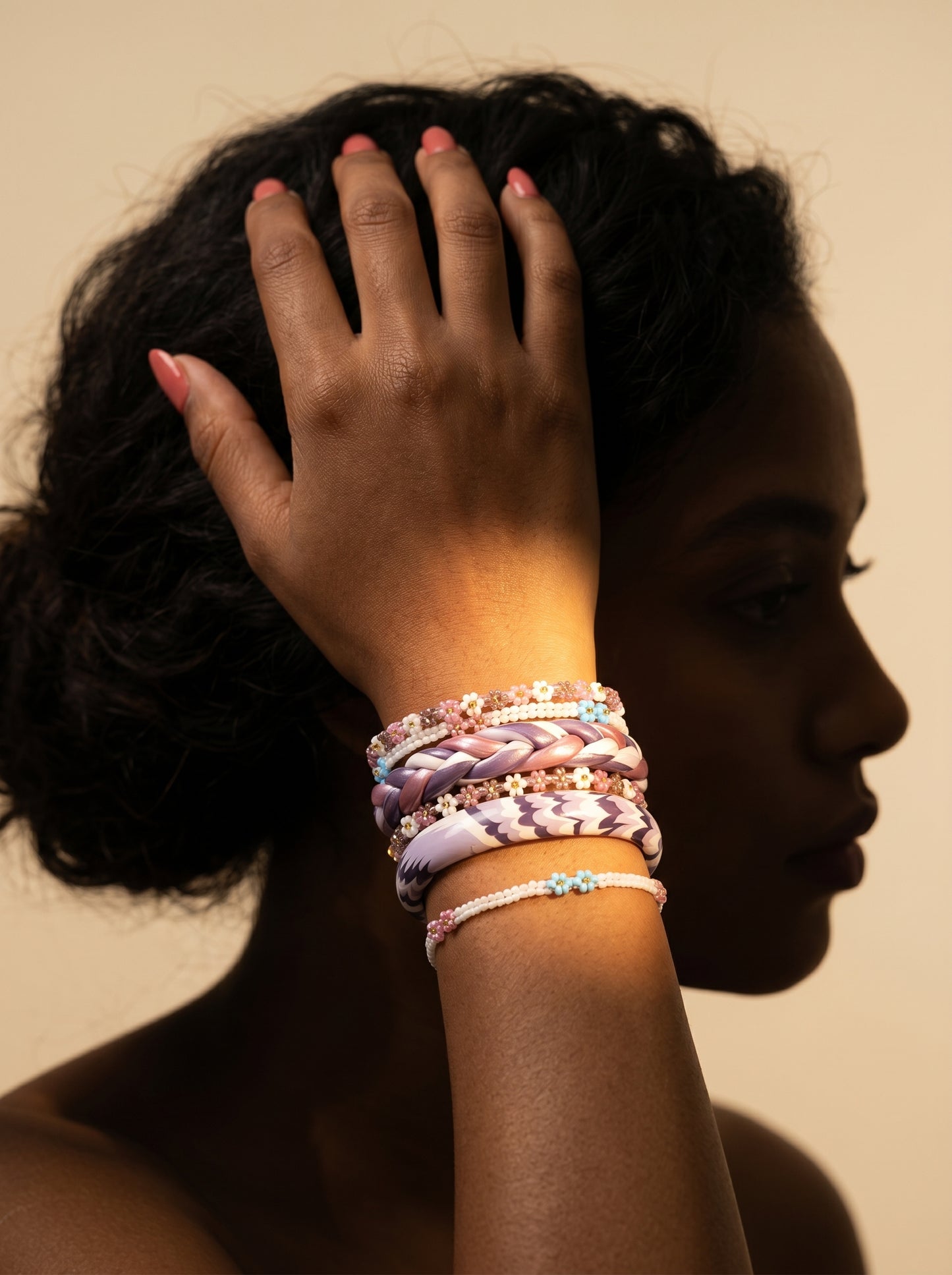 Lavender Bloom Handcrafted Bangle Stack