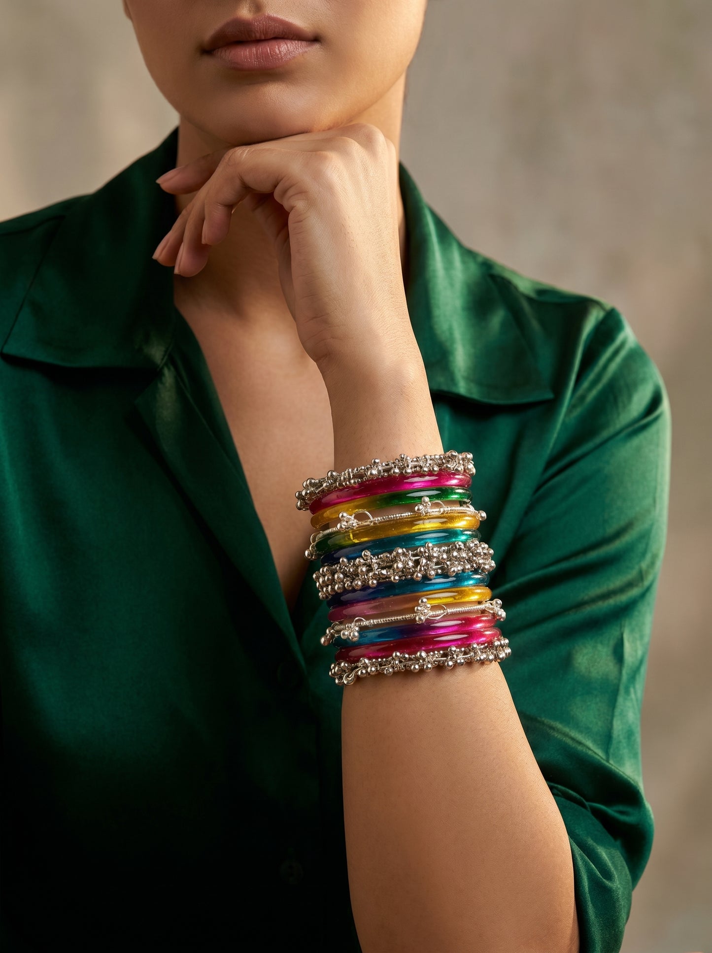 Rainbow  Bangle with Ghungroo for single wrist| Multicolor Resin Bangles Stack | Jelly bangles