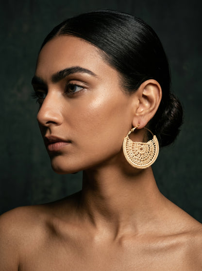 Ivory Lace Crochet Hoops — Handmade Disc Earrings