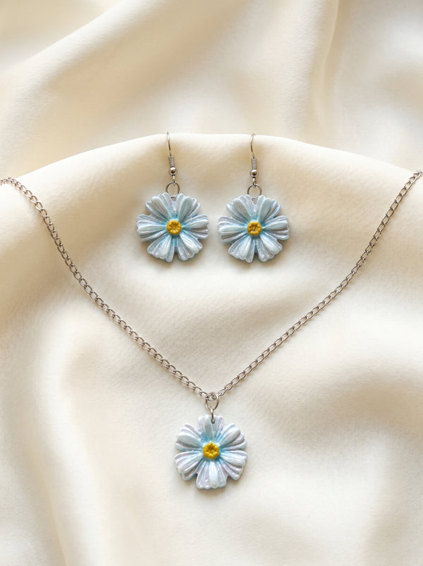 Daisy Jewellery Set — Hand-Painted Flower Necklace & Earrings