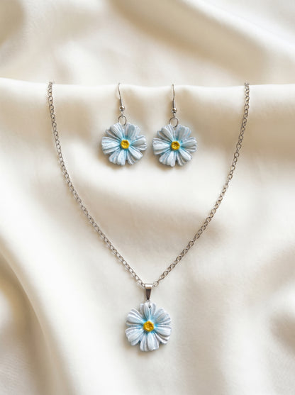 Daisy Jewellery Set — Hand-Painted Flower Necklace & Earrings