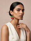 Cherry Drop Earrings — Handcrafted Clay Cherries on Gold Huggies