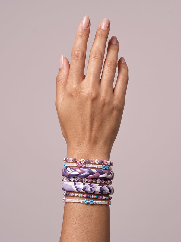 Lavender Bloom Handcrafted Bangle Stack