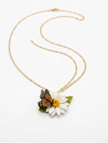 Monarch Daisy Pendant Necklace — Butterfly & Bloom on Gold Chain