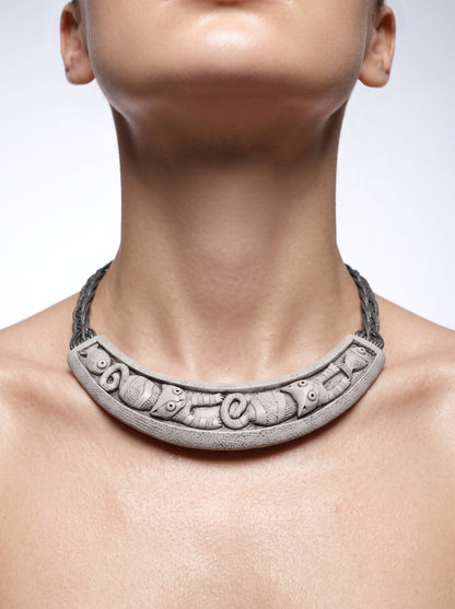 The Whimsical Feline Sculpted Clay Collar