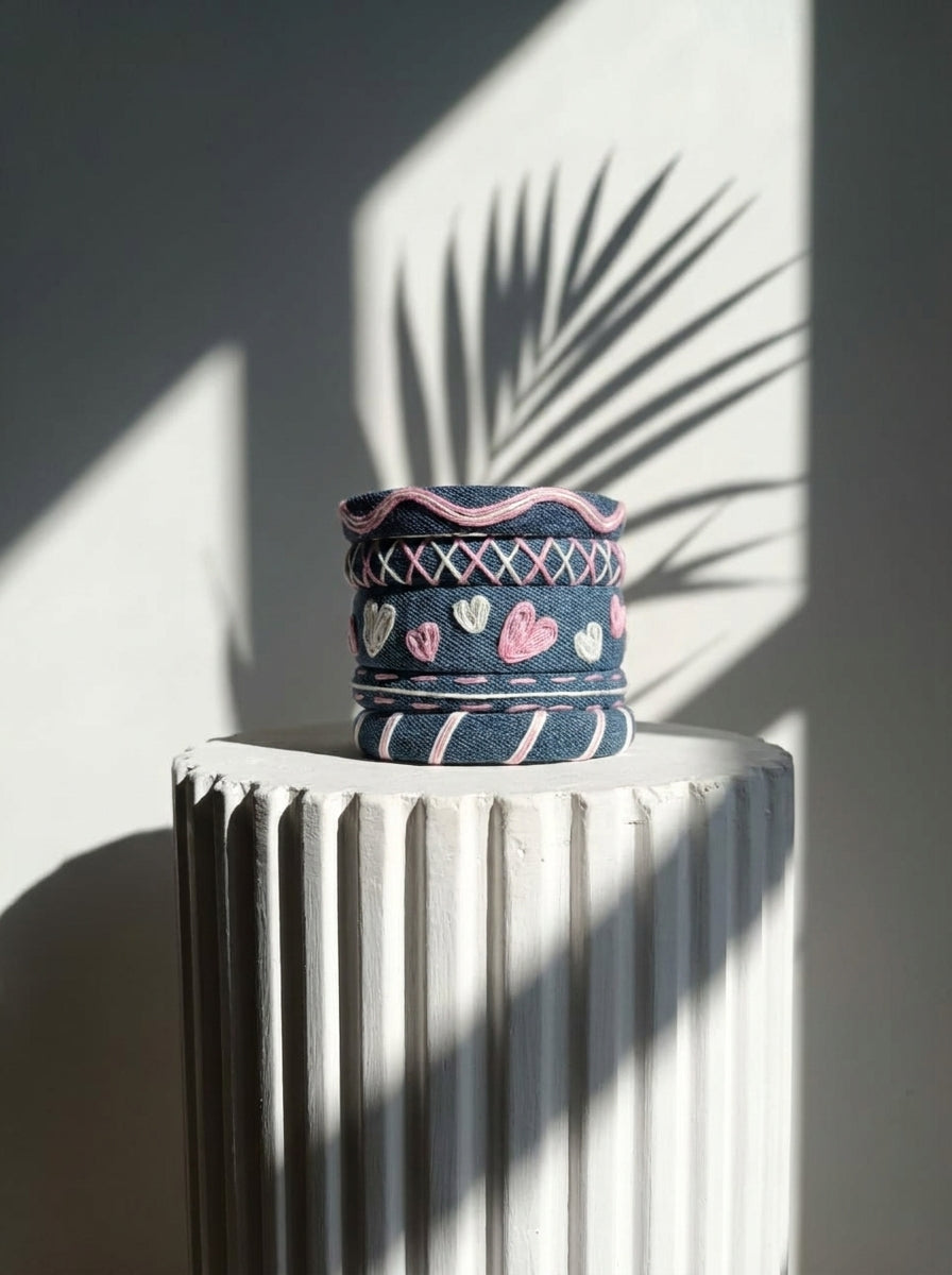 Denim & Pink Hearts Stack