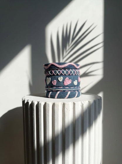 Denim & Pink Hearts Stack