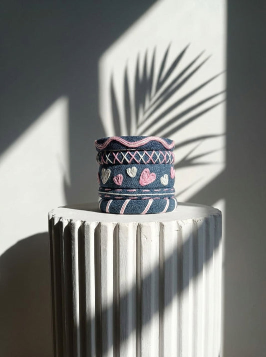 Denim & Pink Hearts Stack