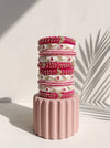 Fuchsia Festivity Hand-Embroidered Silk Bangle Stack