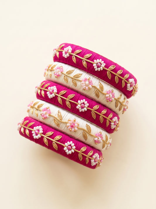The Rani Pink & Ivory Floral Vine Stack