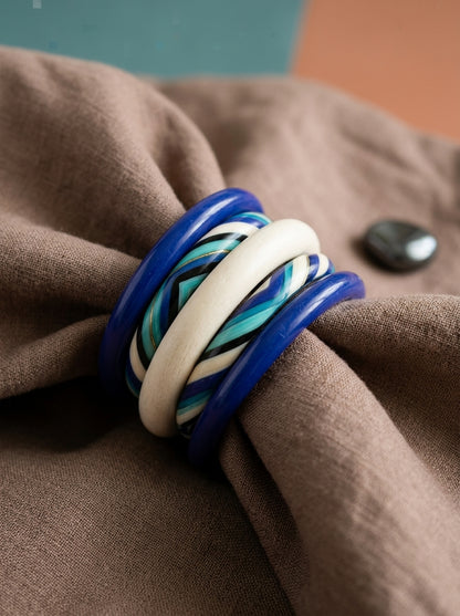 Indigo Weave Lac Bangle Set — Hand-Braided Lac Stack