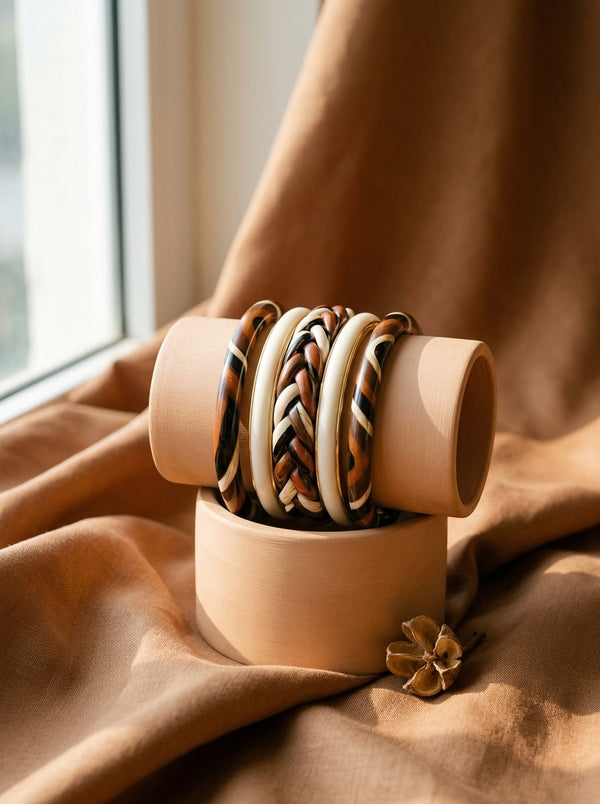 Terracotta Tribe Lac Bangle Set — Hand-Braided Lac Stack