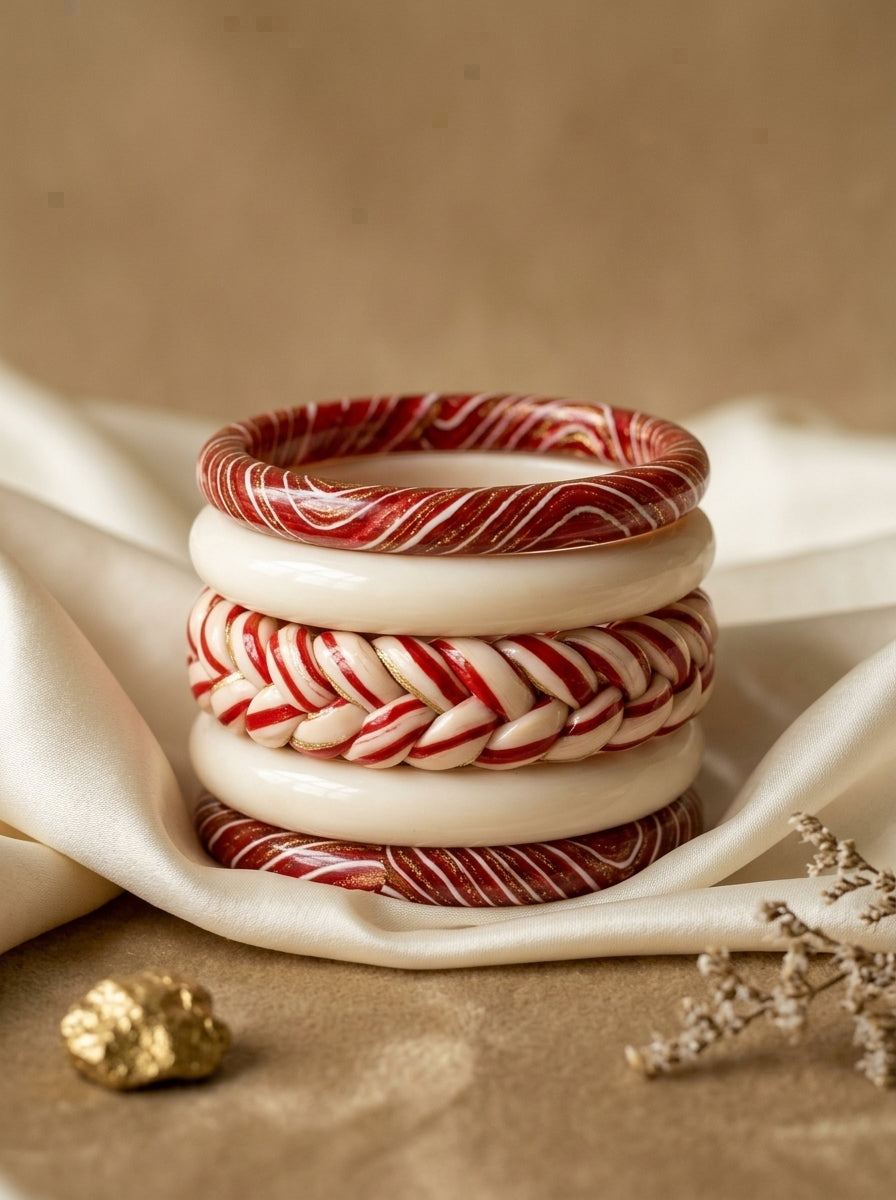Veil Lac Bangle Set — Hand-Braided Lac Stack