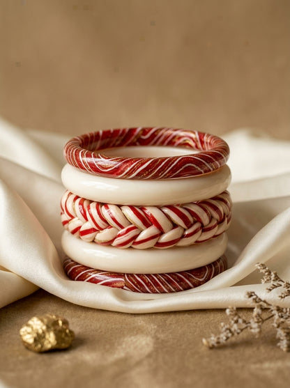 Veil Lac Bangle Set — Hand-Braided Lac Stack