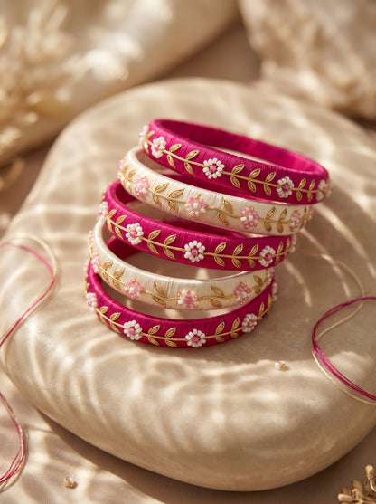 The Rani Pink & Ivory Floral Vine Stack